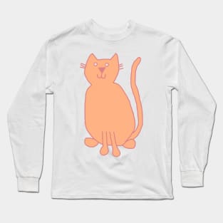 Cute Cat Peach Fuzz  Pantone Color of the Year 2024 Long Sleeve T-Shirt